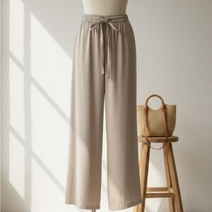 H&M High Waisted Boho Flowy Wide Leg Trousers Tan XS